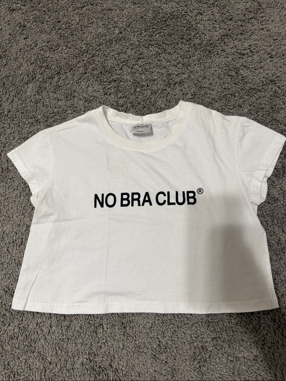 No Bra Club White Crop Tee